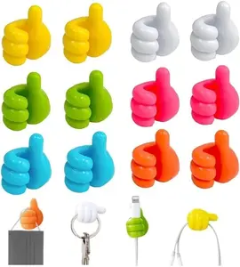 Self-Adhesive Thumb Hooks, 16pcs Creative Silicone Thumb Wall Hooks Key Toothbrush Thumb Hook Holder for Data Cable Headphones Home & Office