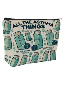 Asthma Inhaler Storage Pouch with Zipper, Large Capacity Geometric Design, Versatile Travel Toiletry Bag, Ideal Gift for Asthma Patients