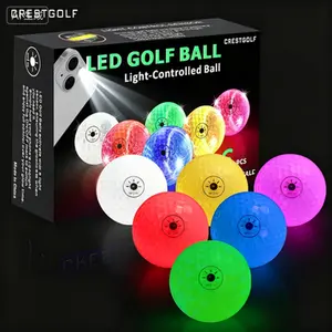 Golf luminous ball, light controlled LED ball, high elasticity, night court, long-distance training, competition ball, set of 6 with bracketclear golf ball outdoorfun