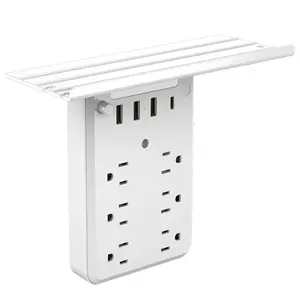 1pc 10-in-1 power socket, US plug, 110V-250V, with 6 AC outlets, 3 USB ports and 1 Type-C port. Multi-functional socket expansion, compact wall socket, space-saving for home and office use