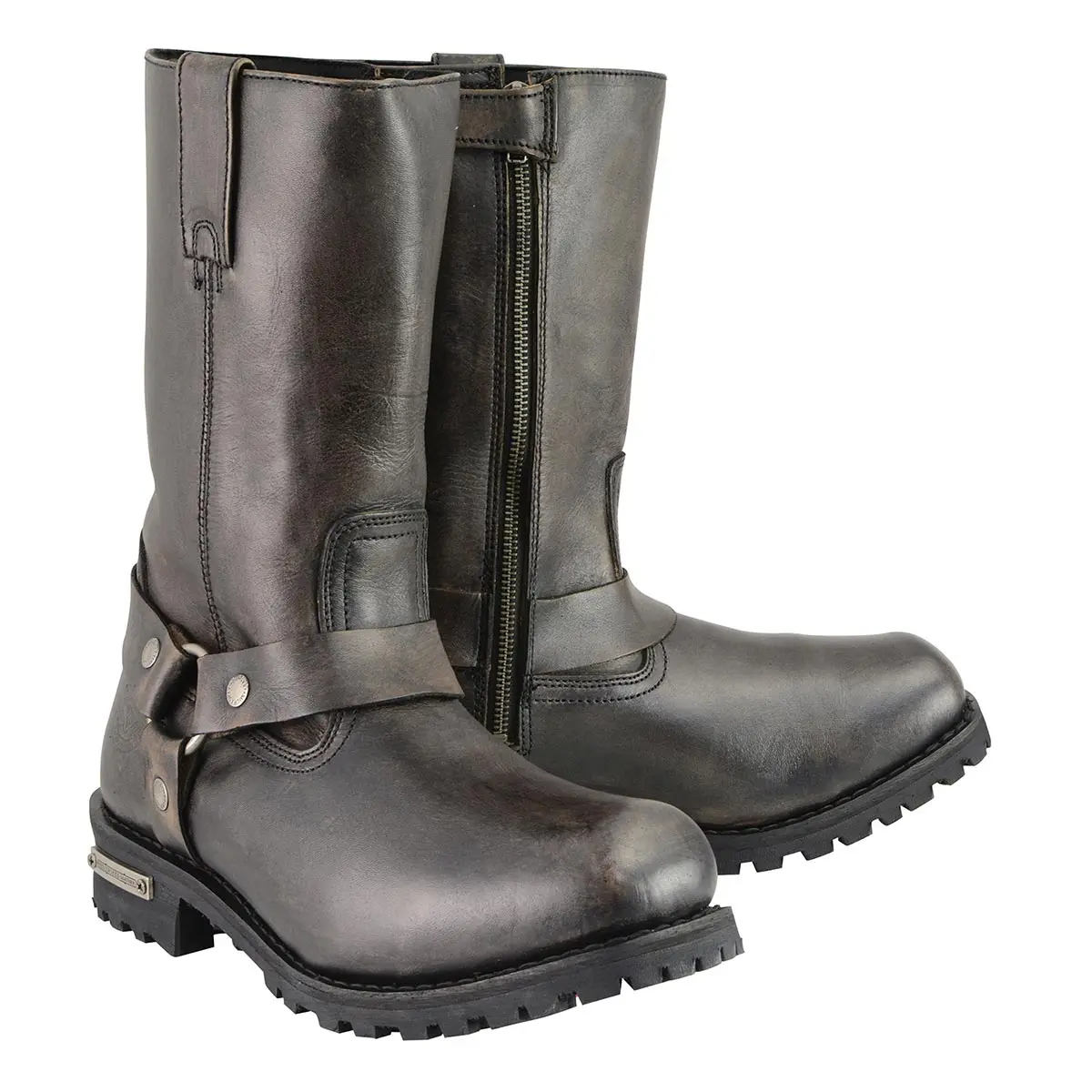 ML Men's Distressed Brown Leather 11-inch Waterproof Harness Boots