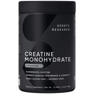 Sports Research Creatine Monohydrate - 5 g Micronized Powder Per Scoop - Informed Sport Tested for Banned Substances - 100 Servings Sports Research Creatine Monohydrate - 5 g Micronized Powder Per Scoop - Informed Sport Tested for Banned Substances - 100 Servings