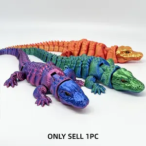 Modern Hinged Crocodile Sculpture, 3D Printed Moveable Joints, Unique Desktop Decoration, Perfect Holiday Gift, Home Decor Artwork, Desktop Statue, Abstract Figure Sculpture, Art Figurine, Office Home Decor, Animal Decorations