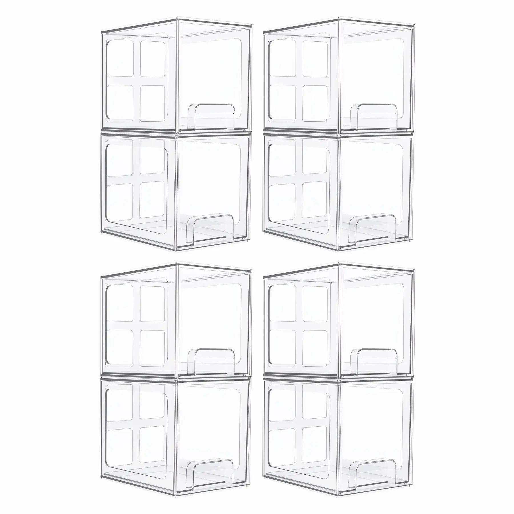 4/8 Pack Acrylic Clear Table And Drawer Storage Box, Stackable Plastic Drawers for Office Storage And Organization, Desk & Drawer Organizer for Home Storage