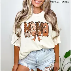 Fall Mama T-Shirt, Cute Pumpkin Season Tee for Moms, Thanksgiving Graphic Shirt for Women, Autumn Cotton Top, Funny Mama Fall Outfit Idea, Cozy Gift for Mother or Mom-to-Be - NataBe