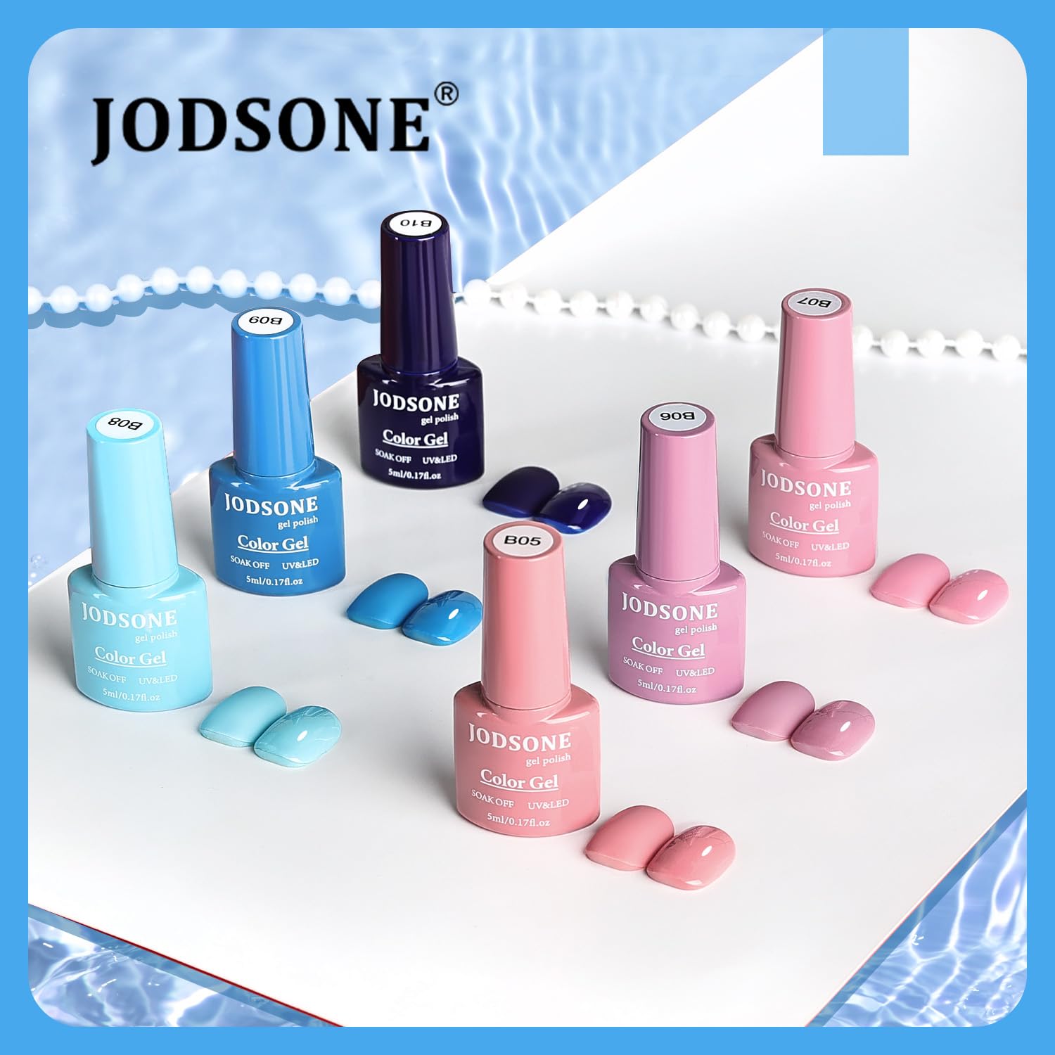JODSONE Same Color Same Bottle 32 Colors Gel Nail Polish Set  UV Light Included | Soak Off Glitter/Matte Base Top Coat | Salon Home DIY