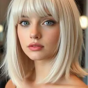 12-Inch Layered Bangs Short Bob Wig for Women, Heat-Resistant Synthetic Hair, Perfect for Cosplay and Daily Wear, Natural Look Wig, Layered Wigs
