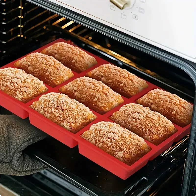 Mini Bread Baking Mold, 9 Cavity Silicone Mould for Mini Loaves, Cupcakes, Meatballs, Cornbread, Brownies, Rectangular Soap Making Tool, Silicone Molds