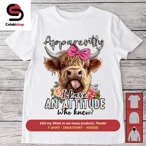 Highland cow T-shirts, Highland cow T-shirts with cute bows, gifts for girls
