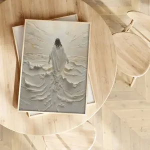Jesus Walking on Water Canvas Poster, Framed Wall Art, Modern Spiritual Decor, Christian Gift, Home Bedroom Decoration