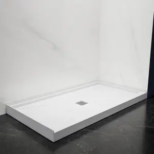 Pequod-M 60"x32" Premium Solid Surface Shower Pan - Non-Porous, Stain-Resistant, Long-Lasting