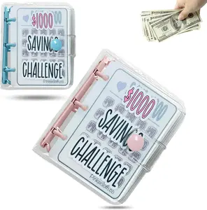 1000 Savings Challenge Binder  Saving Binder  Saving Challenge Book with Envelopes Mini Budget Binders for Low Income Financial Planner (+Blue)