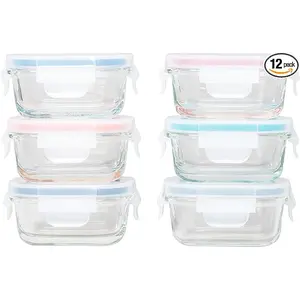 Genicook Borosilicate Glass Mini Container Set 12-Piece Eco-Friendly Meal Prep & Storage with Heat-Resistant Lids for Kitchen Organization