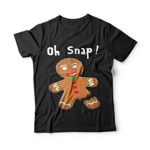 Gingerbread Man Oh Snap Christmas Cookie Costume Baking Team T-Shirt Breathable Casual Crewneck Graphic Tee Peak Design