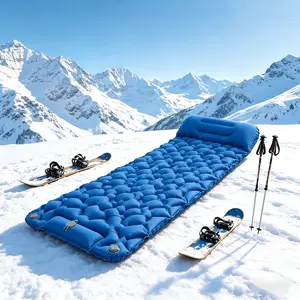 1pc Single TPU Foot Pump Inflatable Sleeping Pad, Widened Thickened with Pull Strap, Diamond Dot Non-Slip, Ultralight Foldable Air Mattress for Camping Hiking Backpacking Travel Beach Picnic Home Nap and Car Rest