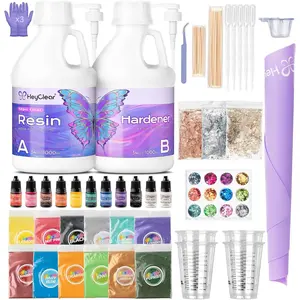 68 oz Epoxy  Kit  Clear, Hard 2 Part Epoxy and Hardener with Mica , Pigment for Casting Coating,  Making, Art Crafts for Adults, Resina Epoxica para Manualidades