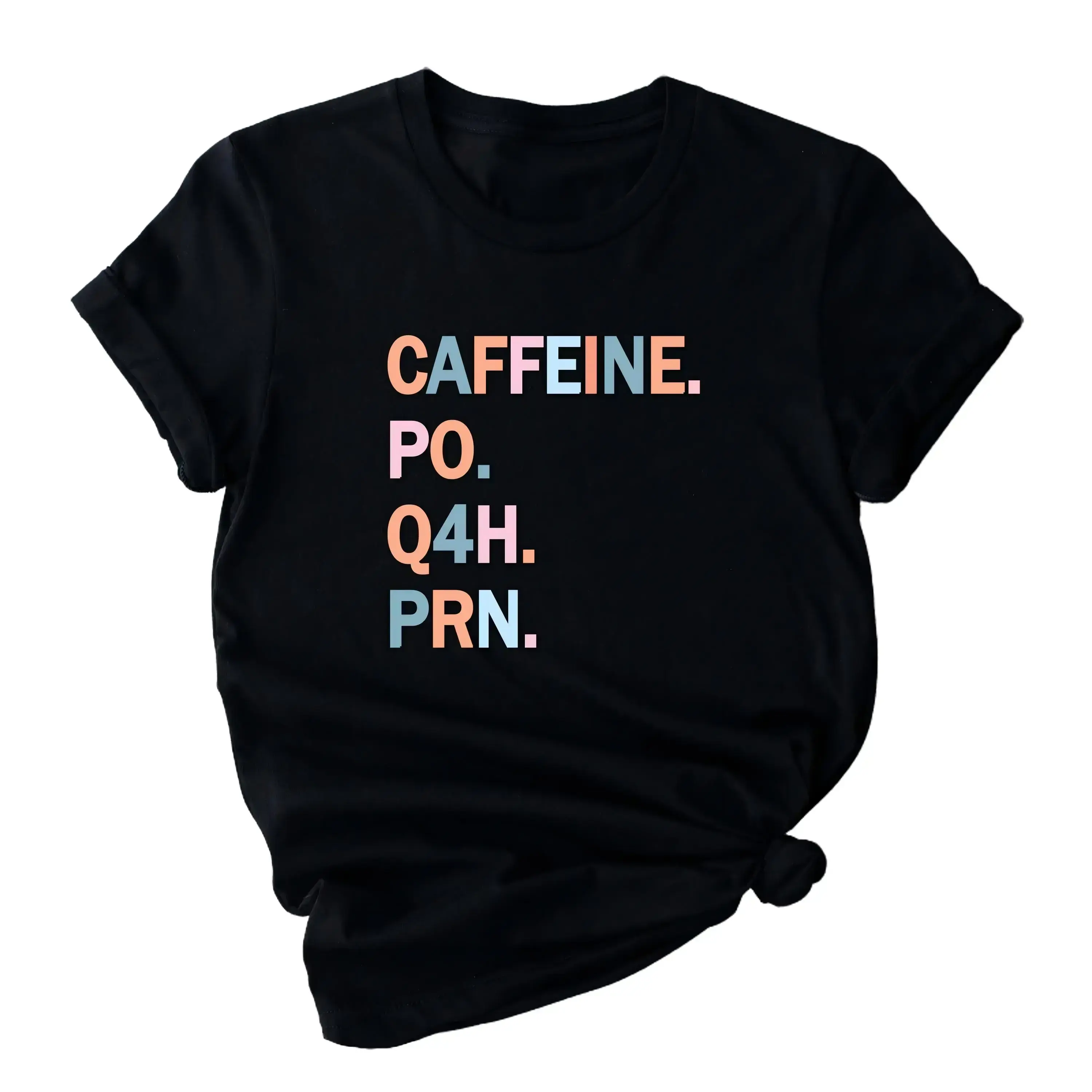 Caffeine qo q4h prn T-shirt, Medical Terminology Shirt, Nurse Appreciation Gift Tee, Coffee Lover Short Sleeve, Healthcare Workers T-shirts.,shop