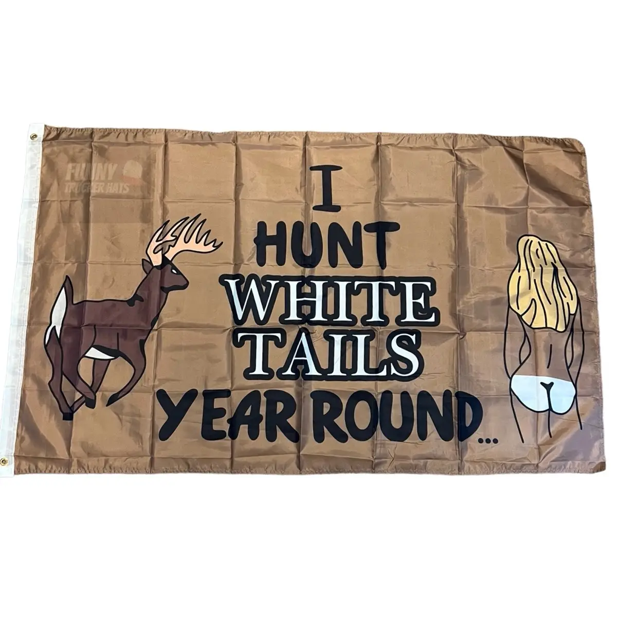 I Hunt White Tails Year Round flag big rack hunter Garage Decoration Hunting Gift for Fathers Backdrop Wall Hanging Ornaments wishing banner funny