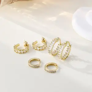 CUOKA MIRACLE  Hoop Earrings Earring Set Rhinestone Cubic Zirconia Hoop Earrings Chunky Small Golded Hoops Huggie Earring for Women Gold Jewelry for Woman