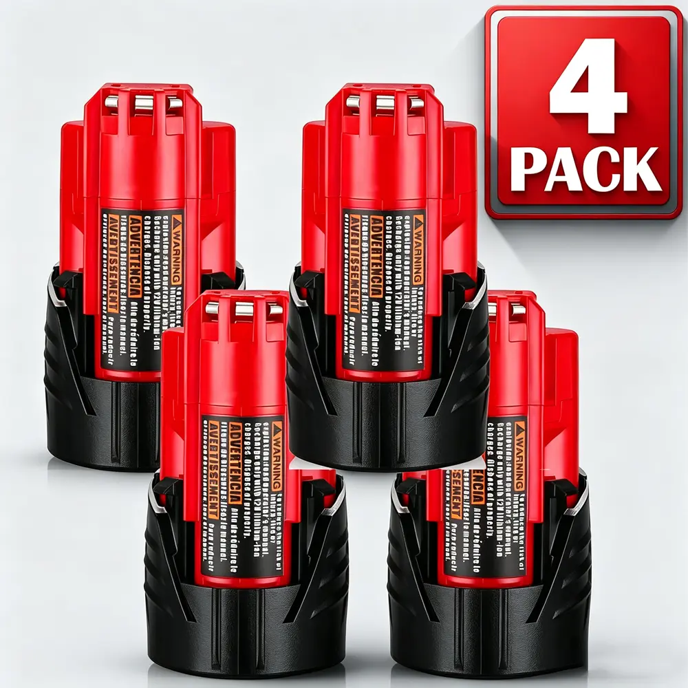MADOT 4-Pack 3000mAh M-12 Replacement Batteries for Milwaukee M-12, Compatible with XC Cordless Power Tools & Heated Jackets, Replace for 48-11-2401, 48-11-2402, 48-11-2440, 48-11-2411 Series