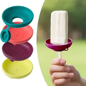 4-Piece Silicone Ice Cream Stands, Anti-Drip Conical Support Rack, Portable Popsicle Mold Tray, Dishwasher Safe, Summer Snack Box