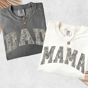 Comfort Colors Camo Mama & Dad Matching T-Shirts, Pregnancy Announcement Tee, Mother's Day Gift for Mom, Dad Gift, Christmas Family Shirt.