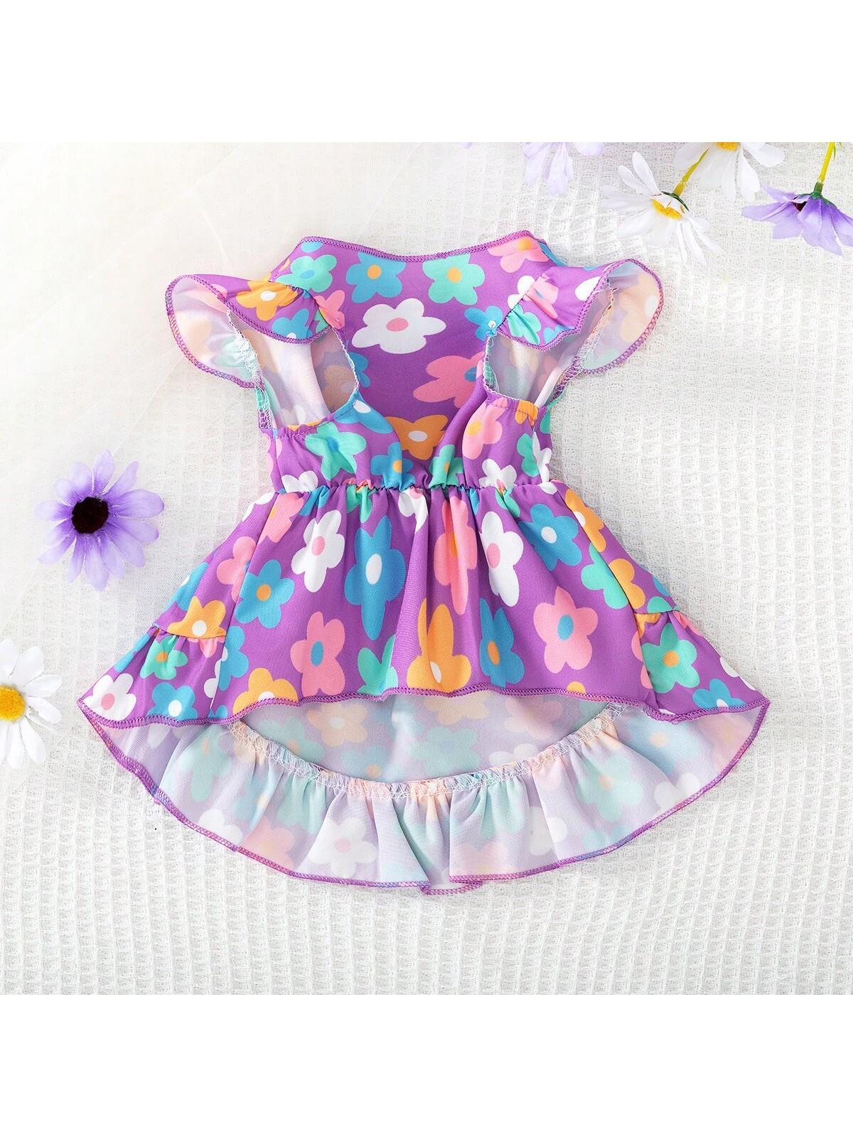 Pet Clothes Dog Cat Rabbit Princess Floral Dress Flying Sleeve Pretty Comfortable Yorkshire Terrier Maltese Teddy Bichon Bear Pomeranian Bulldog For Outside Daily Use A050