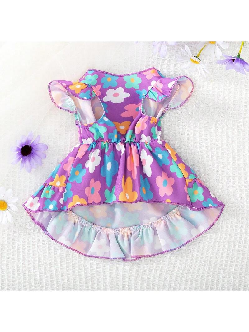 Pet Clothes Dog Cat Rabbit Princess Floral Dress Flying Sleeve Pretty Comfortable Yorkshire Terrier Maltese Teddy Bichon Bear Pomeranian Bulldog For Outside Daily Use A050