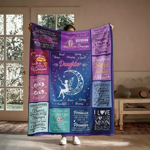Graphic Blanket Throws for Daughter from Parents, Soft Cozy Flannel Quilt Throw with "To My Daughter You Are Braver-Stronger-Smarter Fairy" Message, Warm Nap Blanket for Bedroom, Sentimental Birthday Graduation Christmas Gift