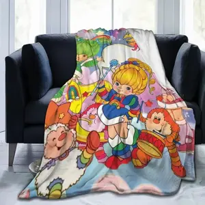 Soft Funny Throw Blanket Rainbow Brite Cartoon Pattern Flannel Throw Blanket Perfect For Your Bedroom Or Sofa Extra Soft Cozy Baby Blanket Children's Gifts