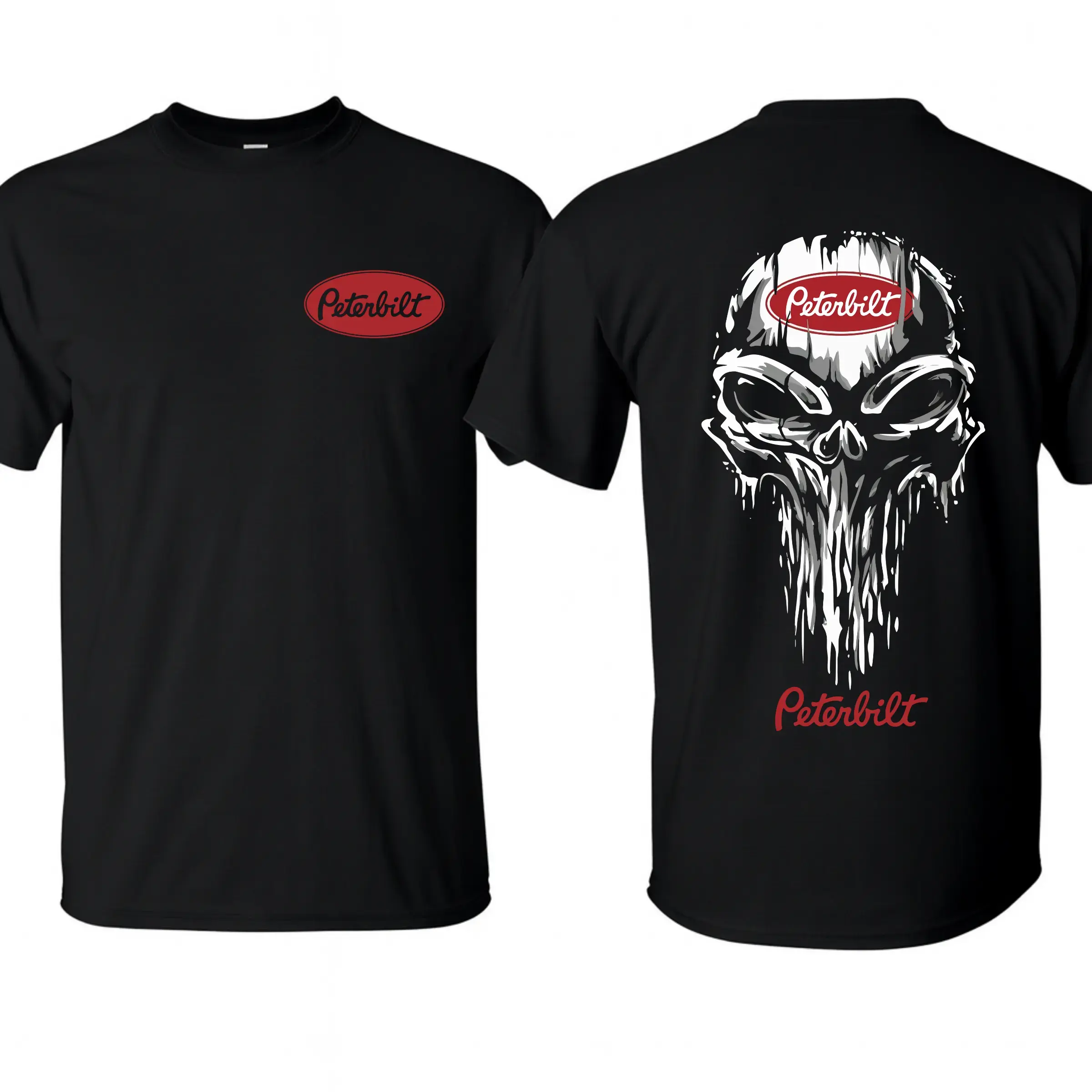 A.S Peterbilt Skull T-Shirt, Grunge Graphic Design, Trucking Culture Tee, For Diesel Lovers & Truckers, Gift for Long Haul Drivers