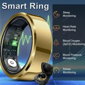 Smart Ring Smartwatch Blood Pressure Heart Rate Sleep Monitoring IP68 5ATM Waterproof Multi-Sport Mode Wearable Compact Wristwatch Fitness Tracker for Men and Women