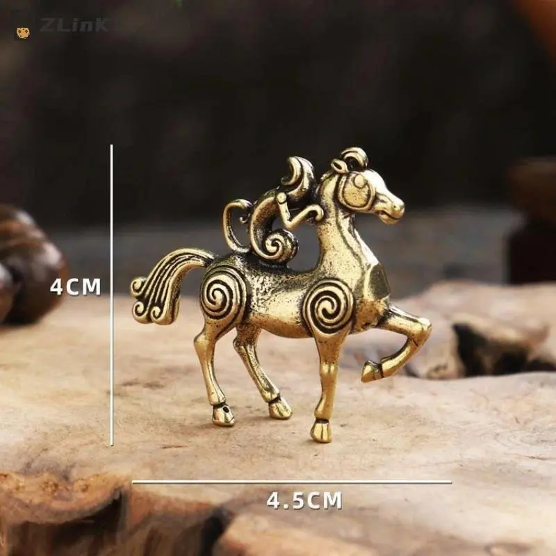 ▶1Pcs Horse Figurines 2026 Year Of Horse Brass Feng Shui Miniatures Bless Your Career With Success Home Office Desktop Decoratio