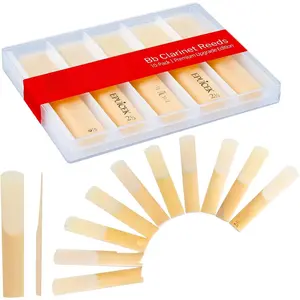 10 Pack  Clarinet Reeds 2.5 Strength for Beginner and Player, Thinner Reed Tip & Unfiled Cut for Easy Play, Traditional  Clarinet Reeds with Plastic Case