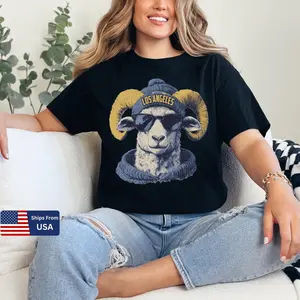 Los Angeles Football Mascot Style T-Shirt, Rams Game Day Tee, LA Football Shirt, Vintage Team Spirit Tee
