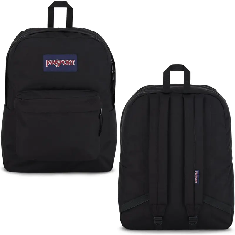 black jansport with leather bottem backpack Right Pack - multiple zippered compartments JanSport Right Pack Backpack -