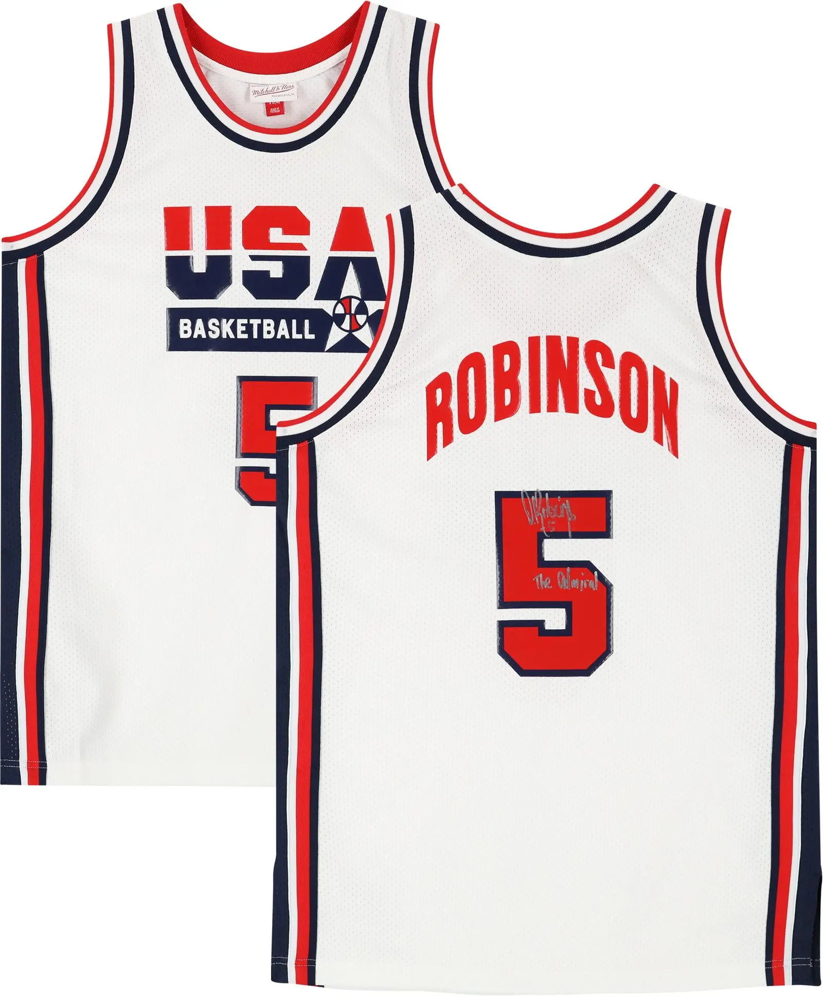 David Robinson San Antonio Spurs Autographed White Mitchell & Ness 1992 USA Authentic Jersey with "The Admiral" Inscription - Fanatics Authentic Certified