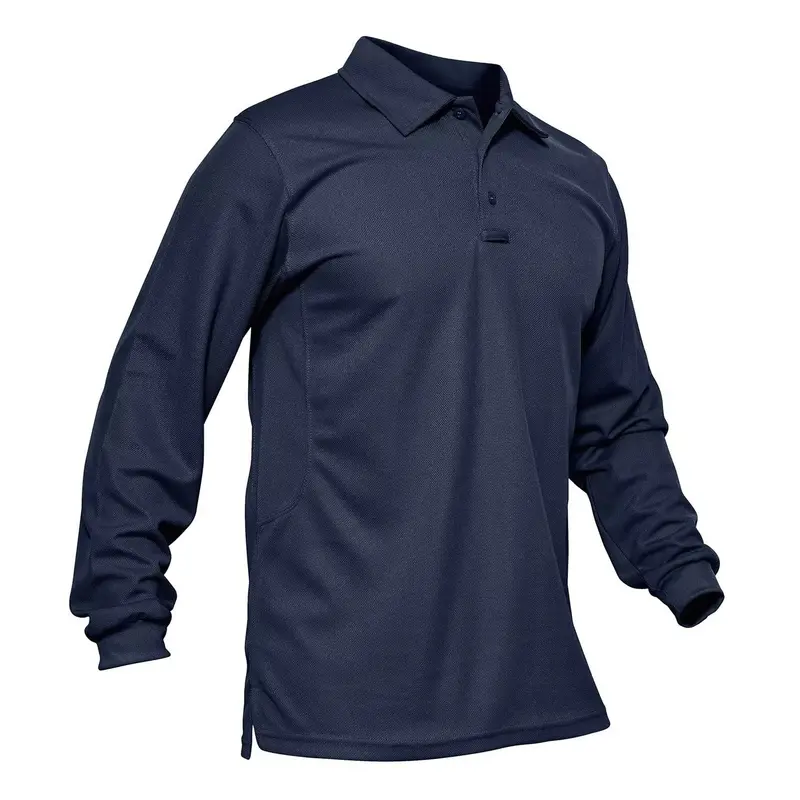 MAGCOMSEN Men's Polo Shirts 3 Button Quick Dry Performance Long Sleeve Tactical Shirts Pique Jersey Golf Shirt Classic Comfy FallFreshness Outdoorfun