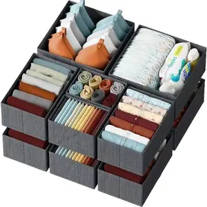 6Pcs Non-Woven Foldable Underwear Storage Boxes with Drawers, Multifunctional Organizer for Socks, Bras, Panties, Home Storage Bins