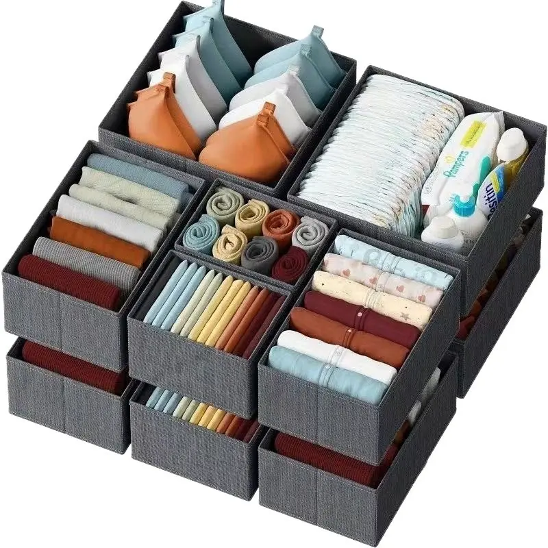 6-Pack Non-Woven Foldable Drawer Underwear Storage Boxes, Compact Durable Home Supplies Organizer for Socks, Bras, Panties