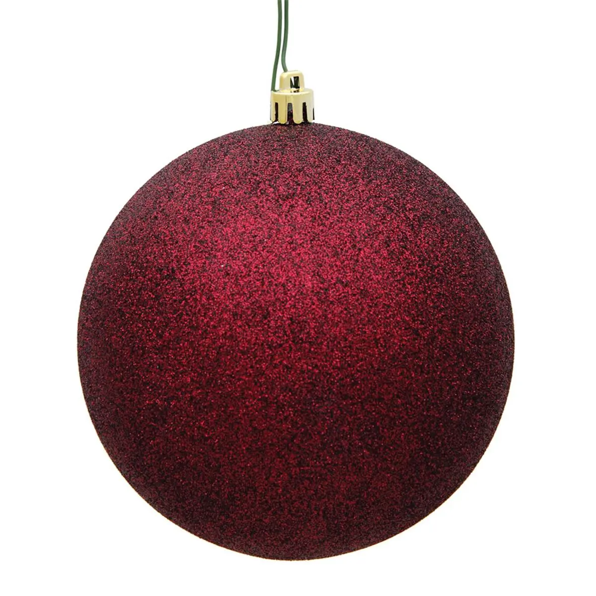 212 MAIN 4 in. Burgundy Spark Glitter Plastic Round Christmas Ornaments - 6-Pack Bag, Spark Holiday Decorative Christmas Decor for Home Party