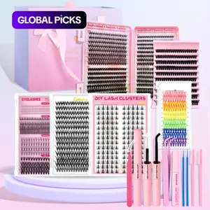 Gift Set (5/6 Kits) Individual False Eyelashes with Lash Applicators, Three Styles Lashes, Natural, Thick & Personality Styles in One Box, Lash Applicators Including Lash Bond and Seal, Remover, Tweezers, Brush & Swabs