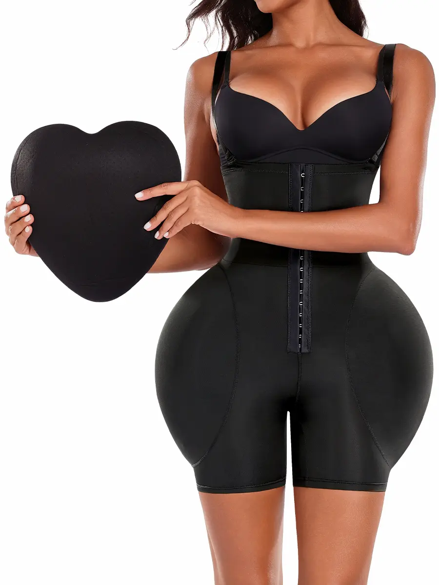 LUMIGIRL Women's BBL Padded Colombian Fajas Bodysuit Shapewear - 2 Removable Hip Boosters & Butt Enhancers, Tummy Control, Hook & Closure, Shoulder Strap, Stretch Fabric, Hand Wash Underwear