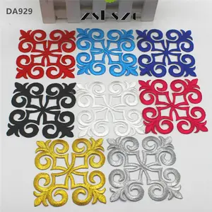 zsbszc popular 1pcs 8cm*8cm Iron on Embroidery Patch Golden silver red Appliqued Costume Appliques DIY Garment Patches DA929