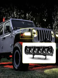 6-LED Off-Road Spot Lights - Amber/White Dual Lens, 12-24V Wide Voltage, Waterproof, Fog/High Beam Combo for Truck/SUV/ATV, 2-Pack, Led car lights