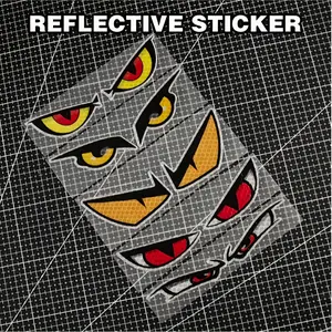1PC Attitude-Filled "Demon Eyes Reflective" Logo Fun Sticker, Suitable for Family Car Side Doors, Bike Frames, Tablet Cases, Thermos Cup Decor, Personalized Night Warning Hardcore Style Body Decal