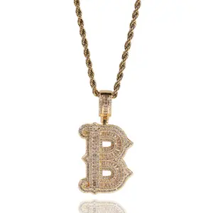 Rhinestone-Decorated Initial Letter Pendant Necklace, 1pc Alphabet Necklace with Personalized Initials & Fringe Detail, Hip Hop Chain Costume Jewelry for Party & Daily Wear, Thoughtful Gift