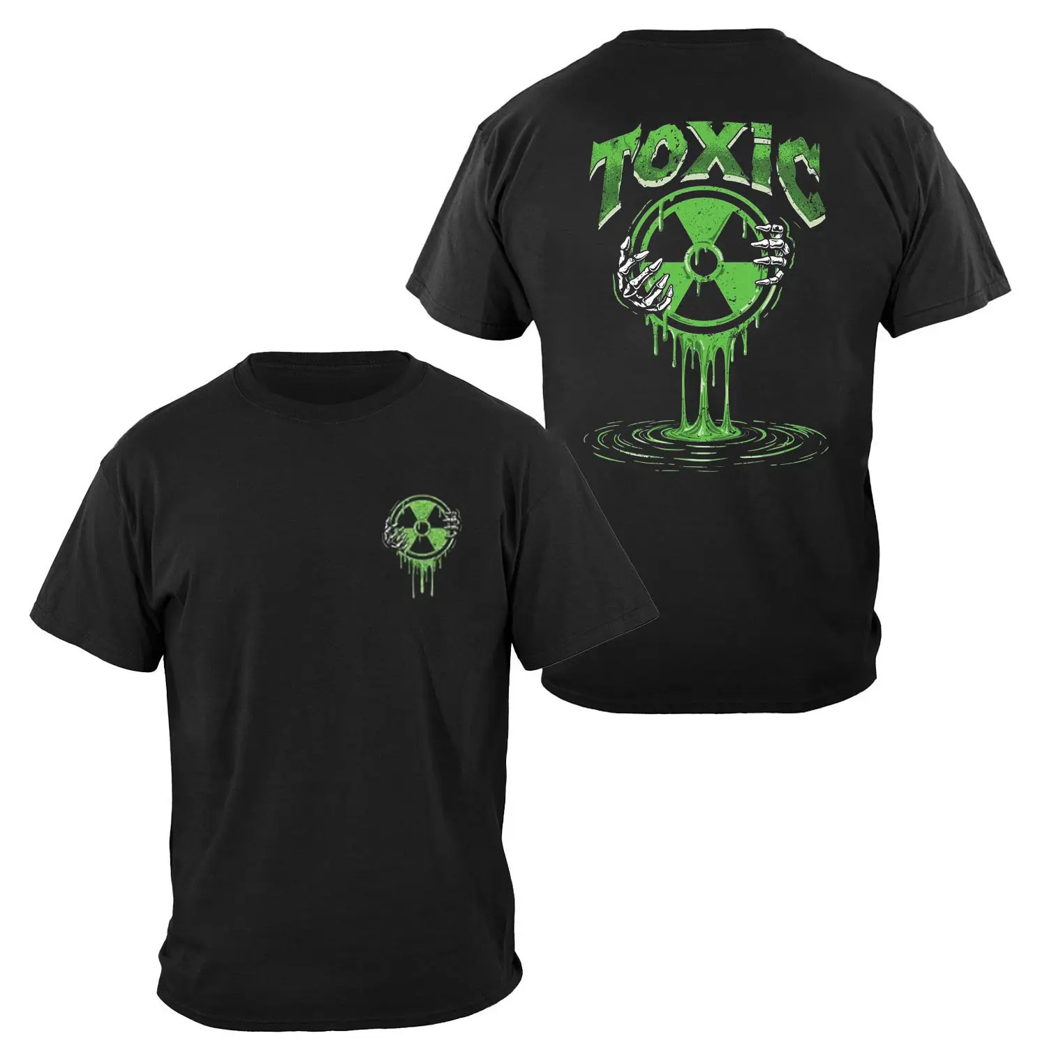 Toxic Radiation Symbol T-Shirt, Neon Green Gothic Graphic Tee for Alternative Streetwear Fans