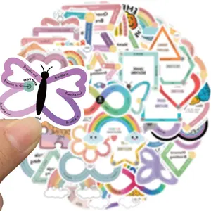Butterfly & Letter Pattern Sensory Sticker, 50pcs/set Reusable Textured Sticker, Adhesive Mindfulness Sticker, Fidget Sticker for Adults & Teens