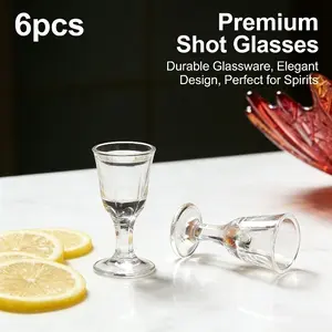 New 6-Piece Premium Stemmed Shot Glass Set – Mini Clear Chinese Baijiu Cups, Heavy-Duty Glass for Sake, Tequila, and Traditional Spirits – Ideal for Home Bar, Parties, and Gifts